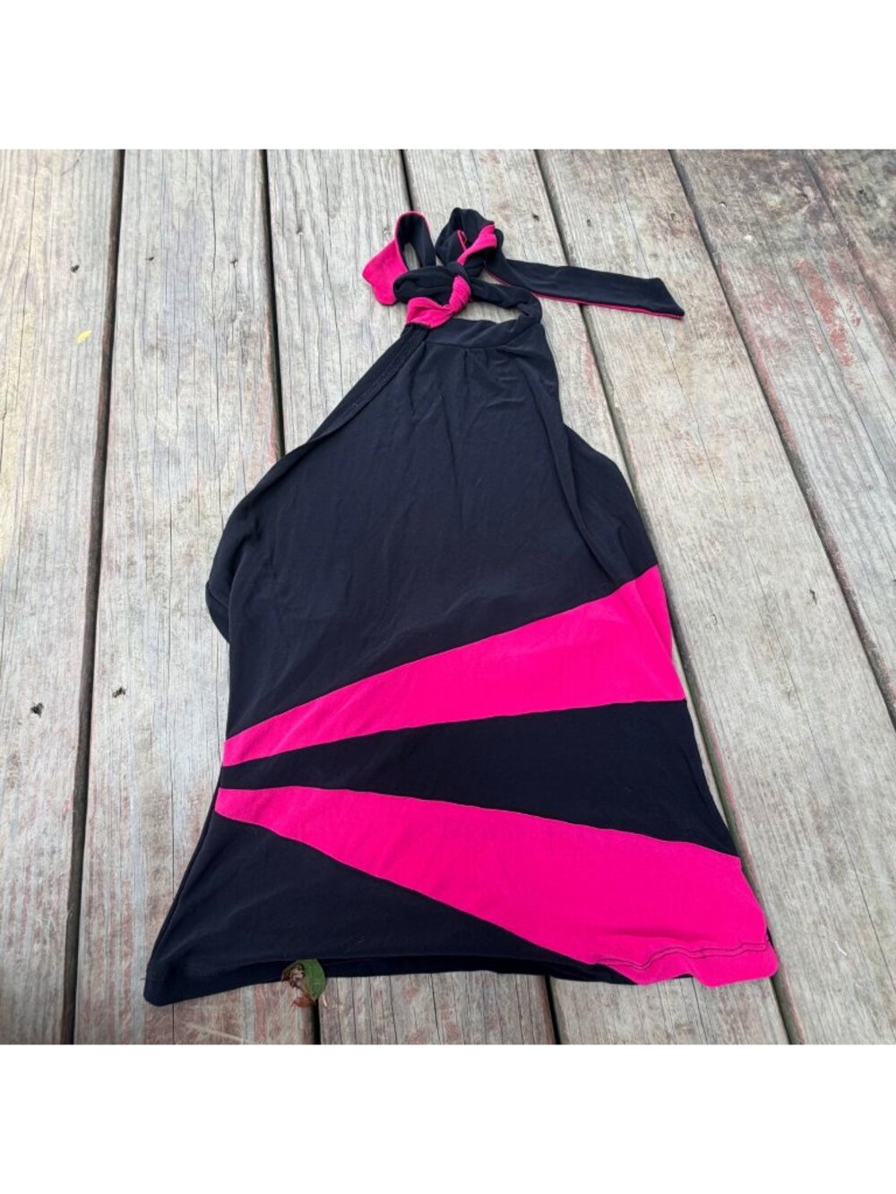 Y2K Unit USA Womens Black & Pink Halter Top Size L Made In USA